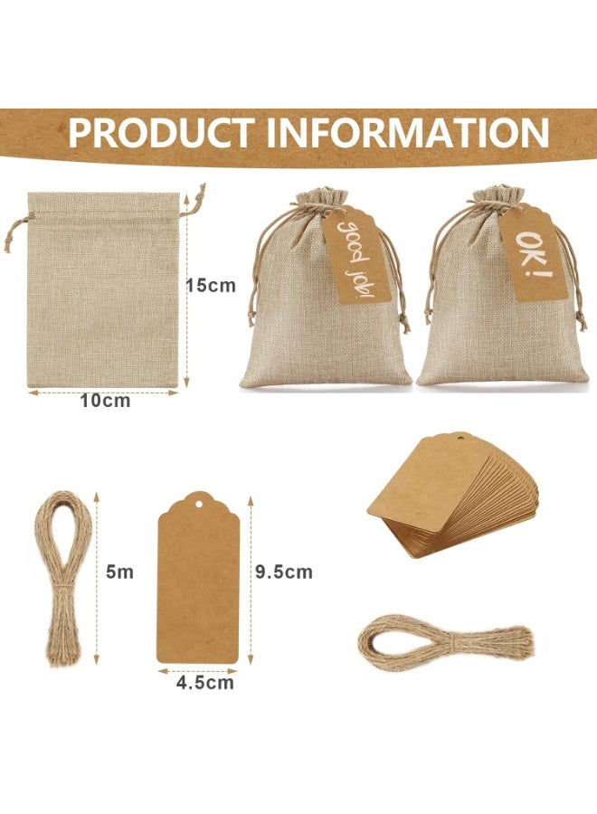 SRLIWHITE 20PCS Burlap Gift Bags with Drawstring, 10 x 15cm Small Linen Favor Bags with Tags and String, Reusable Mini Gift Bags for Wedding, Party, Jewelry, Coffee, and DIY Crafts - Image 5